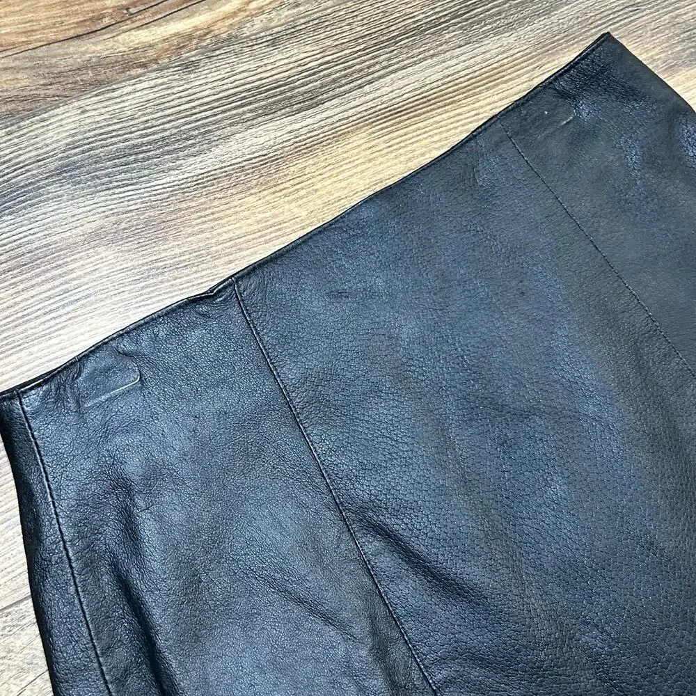Vintage Black Leather Pencil Skirt 1980s 80s Rock Chic Office Siren Dark